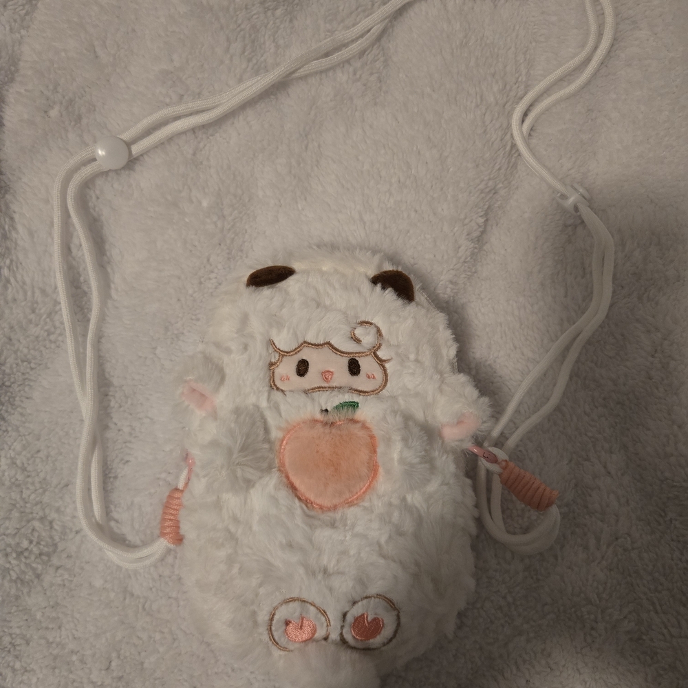 Cute White Plush Crossbody Bag